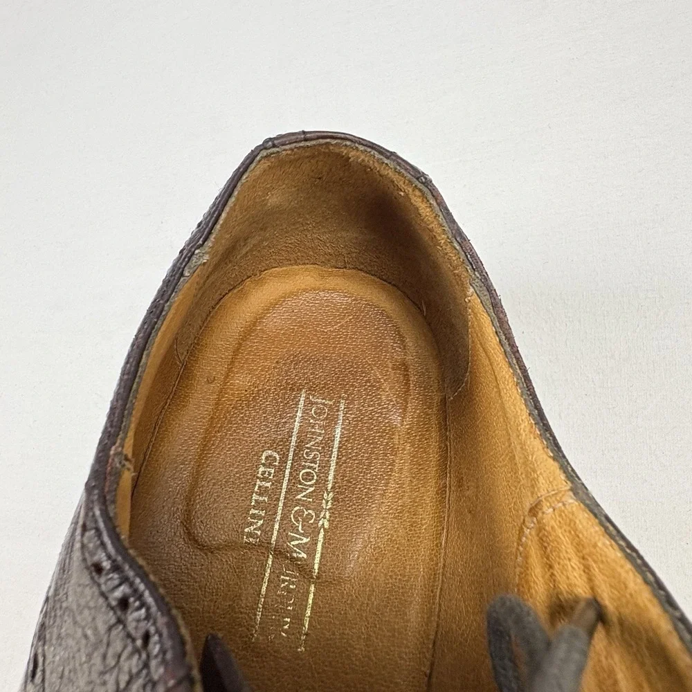 Johnston & Murphy Cellini Medallion Cap Toe Oxfords 11M Burgundy Leather Italy